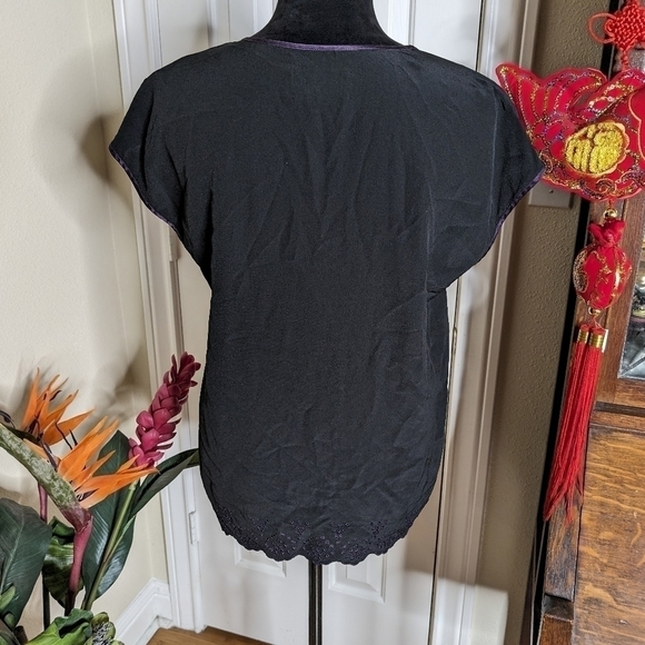 Zadig & Voltaire Black Blouse with Purple Trim - Picture 2 of 5